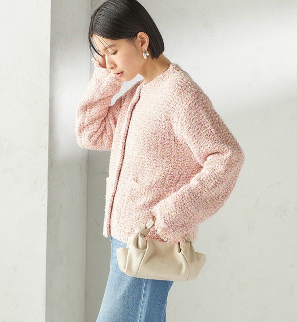 SHIPS for women「〈手洗い可能〉ミックスカラー ニット ジャケット」|ノーカラージャケット|