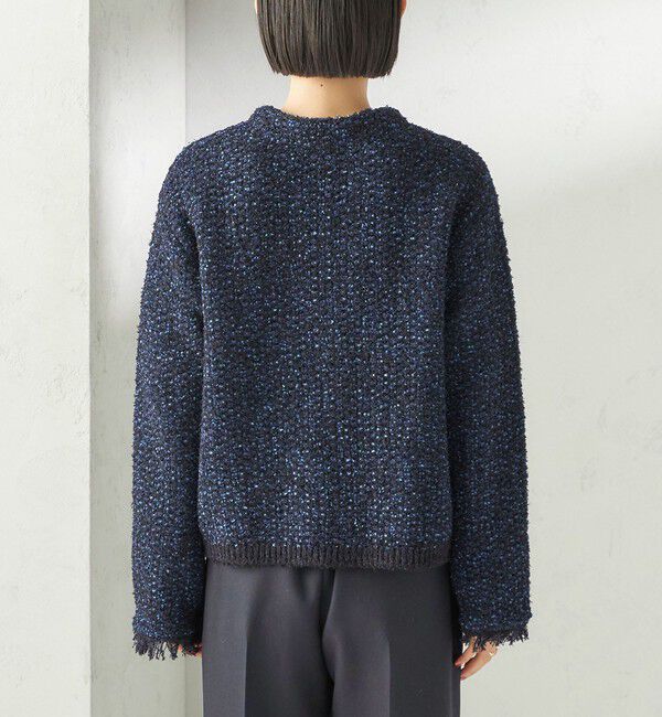 SHIPS for women「〈手洗い可能〉ミックスカラー ニット ジャケット」|ノーカラージャケット|