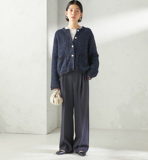 SHIPS for women「〈手洗い可能〉ミックスカラー ニット ジャケット」|ノーカラージャケット|