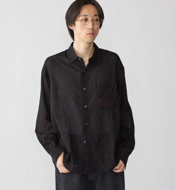 SHIPS「City Ambient Products: レギュラー ボイル チェック ロング スリーブ シャツ」|シャツ・ブラウス|ブラック