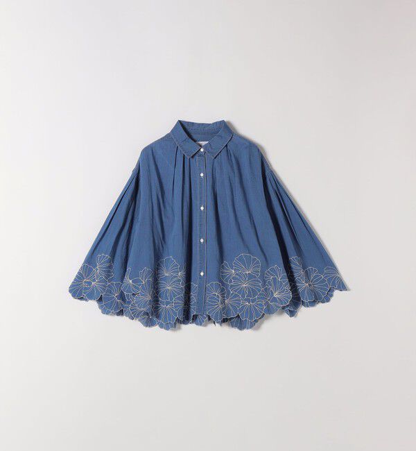 SHIPS any「SHIPS any:〈手洗い可能〉シアー デニム フラワー エンブロ タック シャツ」|シャツ・ブラウス|