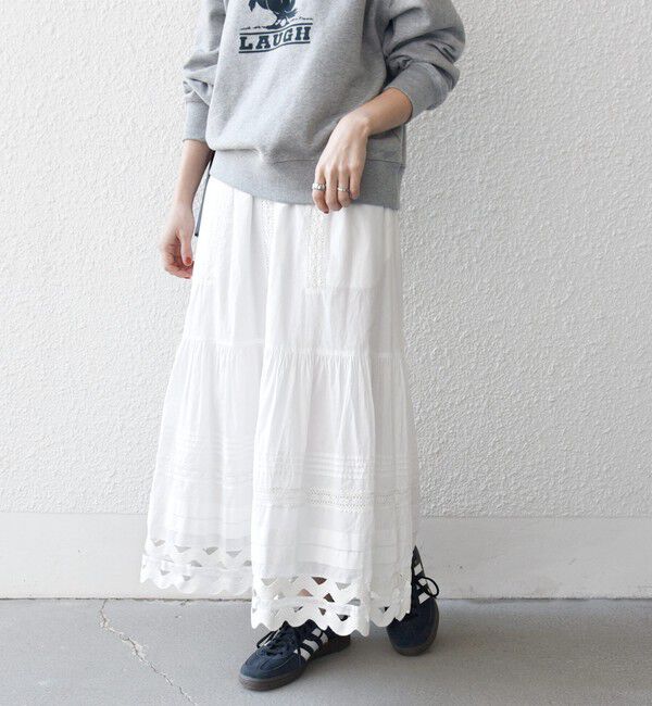 SHIPS any「SHIPS any:〈洗濯機可能〉キャンブリック レース ギャザー ボリューム スカート」|スカート|