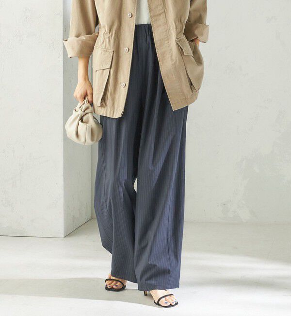 SHIPS for women「〈手洗い可能〉トロ ピン ストライプ ウエスト ギャザー パンツ」|その他|