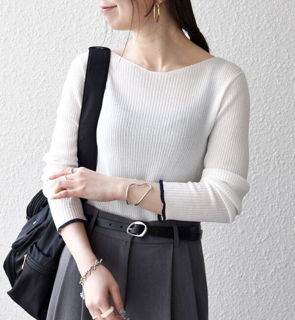 SHIPS any「SHIPS any:〈手洗い可能〉コットン ミックス 配色 リブ ニット プルオーバー」|ニット・セーター|