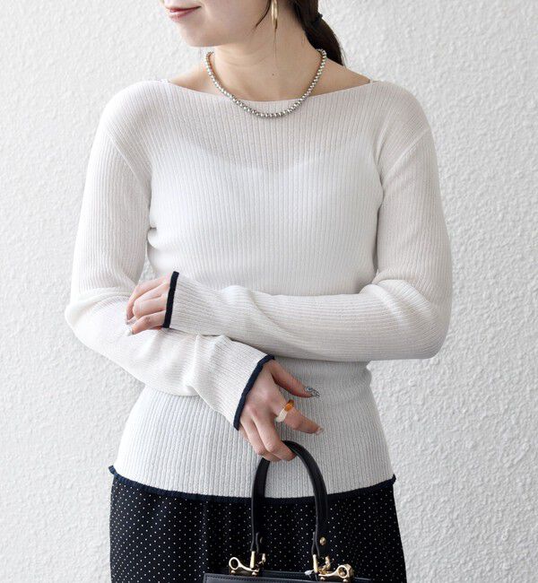 SHIPS any「SHIPS any:〈手洗い可能〉コットン ミックス 配色 リブ ニット プルオーバー」|ニット・セーター|