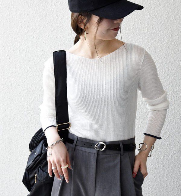 SHIPS any「SHIPS any:〈手洗い可能〉コットン ミックス 配色 リブ ニット プルオーバー」|ニット・セーター|