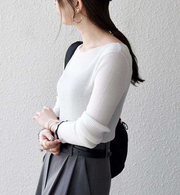 SHIPS any「SHIPS any:〈手洗い可能〉コットン ミックス 配色 リブ ニット プルオーバー」|ニット・セーター|