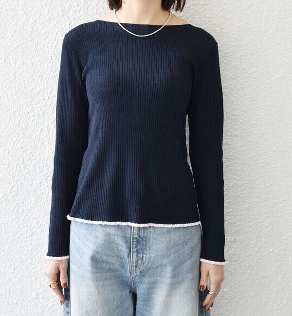 SHIPS any「SHIPS any:〈手洗い可能〉コットン ミックス 配色 リブ ニット プルオーバー」|ニット・セーター|