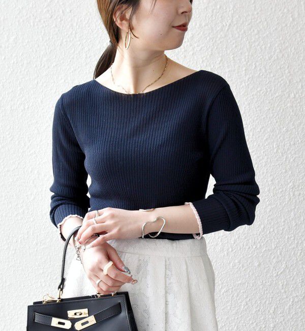 SHIPS any「SHIPS any:〈手洗い可能〉コットン ミックス 配色 リブ ニット プルオーバー」|ニット・セーター|