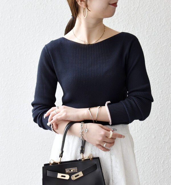 SHIPS any「SHIPS any:〈手洗い可能〉コットン ミックス 配色 リブ ニット プルオーバー」|ニット・セーター|