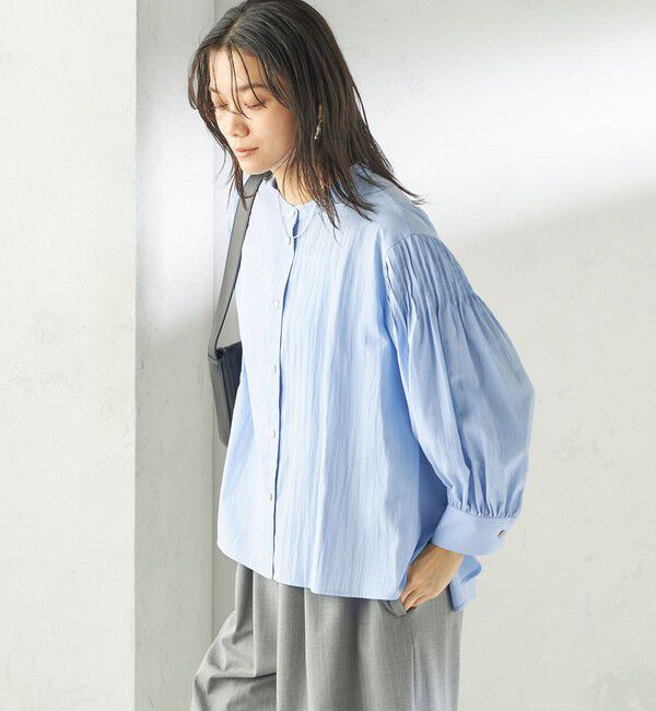 SHIPS for women「〈手洗い可能〉袖 ピンタック 羽織 ブラウス」|シャツ・ブラウス|