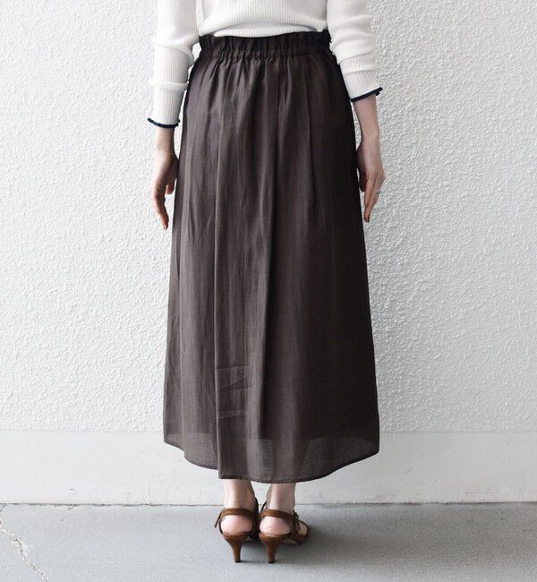 SHIPS any「SHIPS any:〈洗濯機可能〉リネン ミックス シアー ギャザー リボン スカート」|スカート|