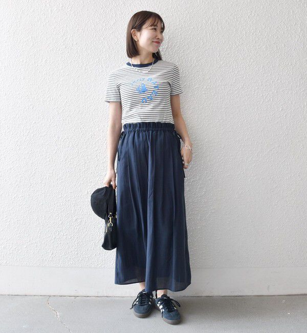 SHIPS any「SHIPS any:〈洗濯機可能〉リネン ミックス シアー ギャザー リボン スカート」|スカート|