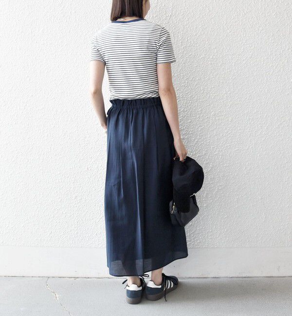 SHIPS any「SHIPS any:〈洗濯機可能〉リネン ミックス シアー ギャザー リボン スカート」|スカート|