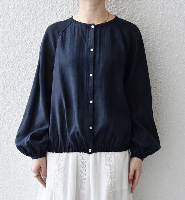 SHIPS any「《一部追加予約》SHIPS any:〈洗濯機可能〉リネン ミックス シアー ボリューム スリーブ ブラウス」|シャツ・ブラウス|