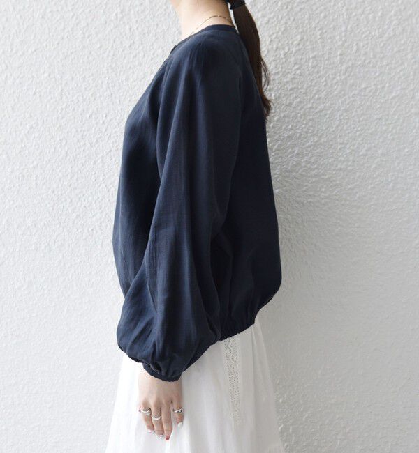 SHIPS any「《一部追加予約》SHIPS any:〈洗濯機可能〉リネン ミックス シアー ボリューム スリーブ ブラウス」|シャツ・ブラウス|