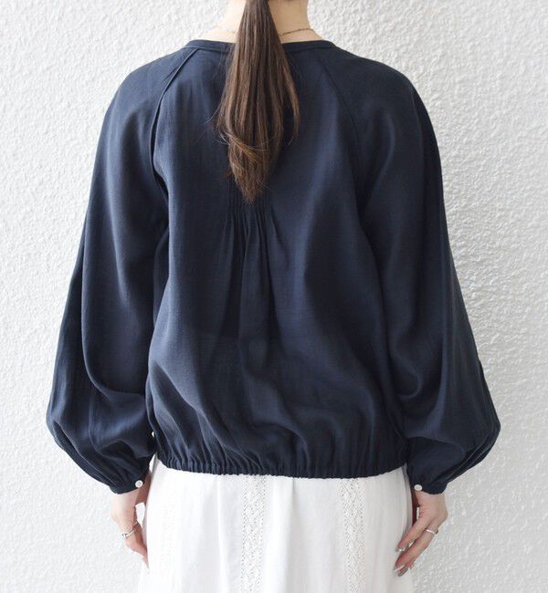 SHIPS any「《一部追加予約》SHIPS any:〈洗濯機可能〉リネン ミックス シアー ボリューム スリーブ ブラウス」|シャツ・ブラウス|