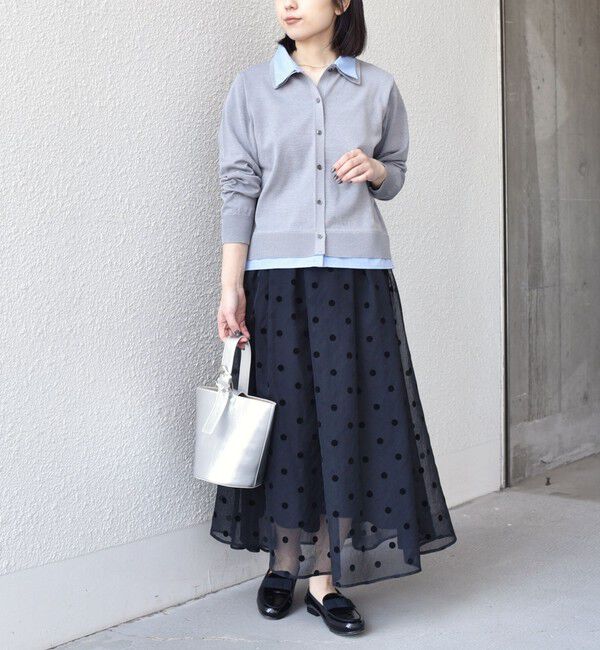 SHIPS Colors 「SHIPS Colors:〈手洗い可能〉シアー フロッキー ドット フレア スカート◇」|フレア|