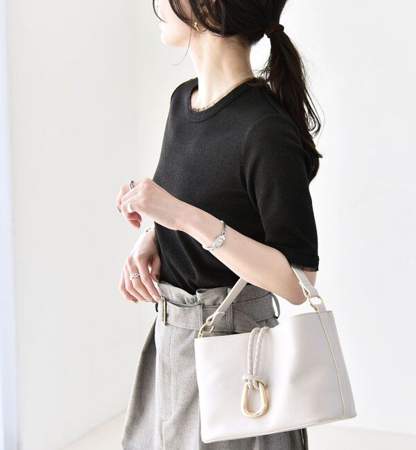 quaranciel「quaranciel:〈手洗い可能〉ラメ チュール リブ コンパクト TEE」|Tシャツ・カットソー|