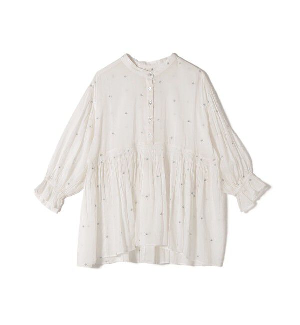 SHIPS for women「《予約》〈手洗い可能〉コットン オーガンジー リーフ 刺繍 袖 フリル ブラウス」|シャツ・ブラウス|