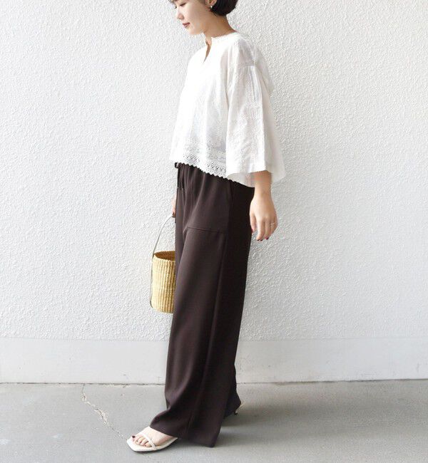 SHIPS for women「《予約》〈手洗い可能〉パッチワーク レース ショート スリーブ 羽織 ブラウス」|シャツ・ブラウス|