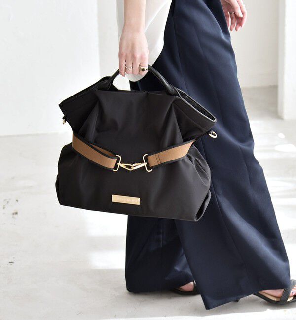 quaranciel「《予約》quaranciel: ラインベルト 2way ショルダー トート バッグ（A4対応）」|トートバッグ|ブラック
