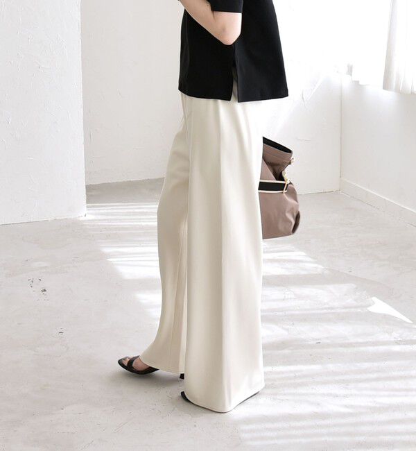 quaranciel「《予約》quaranciel:〈手洗い可能〉バイアス ストレッチ イージー ワイド パンツ」|その他|