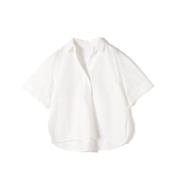 SHIPS for women「《予約》〈手洗い可能〉無地/ストライプ スキッパー サイド スリット 半袖 シャツ」|シャツ・ブラウス|