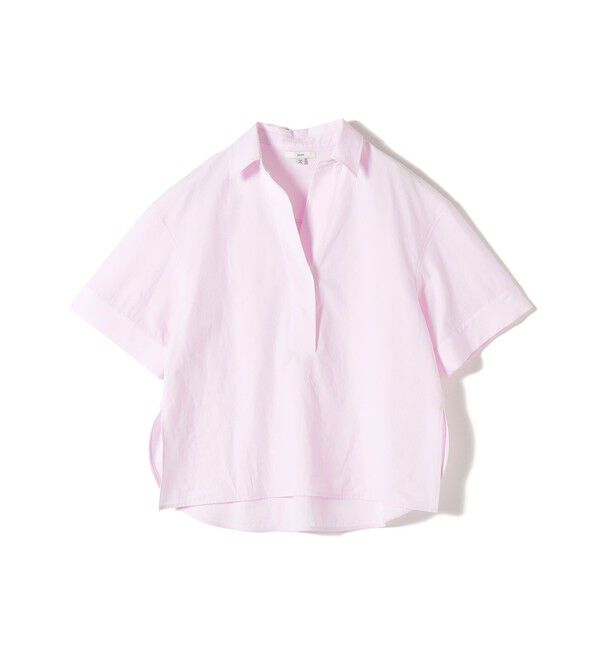 SHIPS for women「《予約》〈手洗い可能〉無地/ストライプ スキッパー サイド スリット 半袖 シャツ」|シャツ・ブラウス|