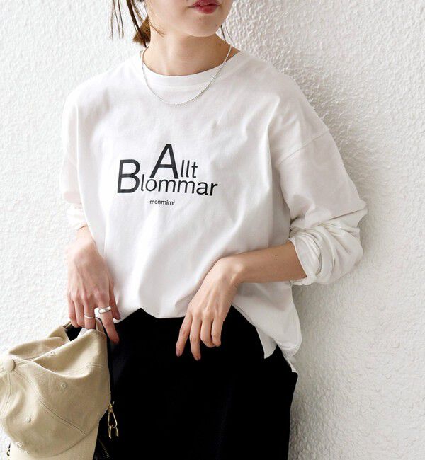 SHIPS any「《予約》【SHIPS any別注】monmimi:〈洗濯機可能〉ロゴ プリント ロンTEE 26SS」|Tシャツ・カットソー|ホワイト