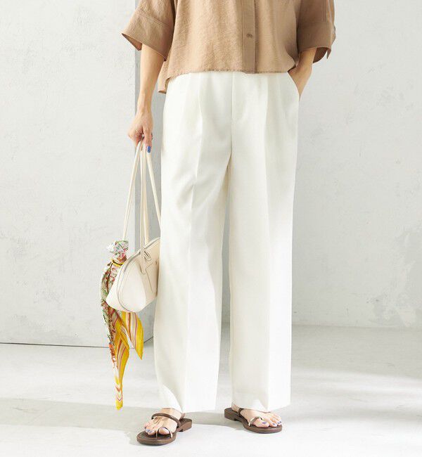 SHIPS for women「《予約》〈手洗い可能〉ドライ シャンタン フロント タック パンツ」|その他|