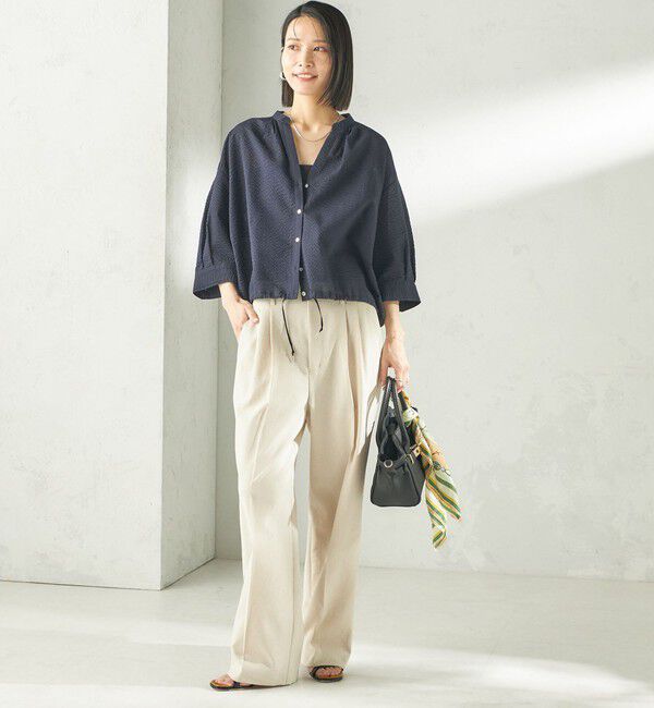 SHIPS for women「《予約》〈手洗い可能〉ドライ シャンタン フロント タック パンツ」|その他|