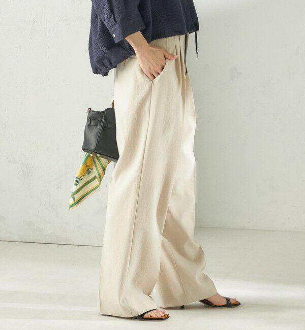 SHIPS for women「《予約》〈手洗い可能〉ドライ シャンタン フロント タック パンツ」|その他|