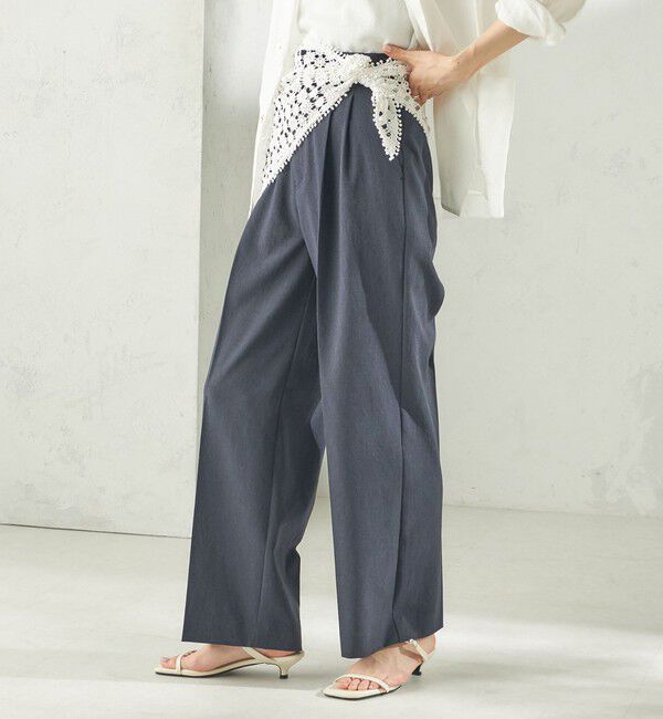 SHIPS for women「《予約》〈手洗い可能〉ドライ シャンタン フロント タック パンツ」|その他|