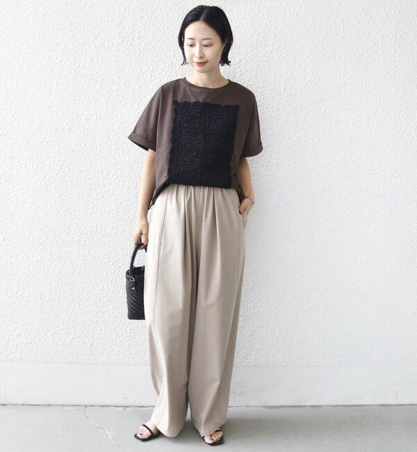 SHIPS for women「《予約》【WEB限定】〈汗染み防止/手洗い可能〉クロシェ ドッキング ショート スリーブ TEE」|Tシャツ・カットソー|