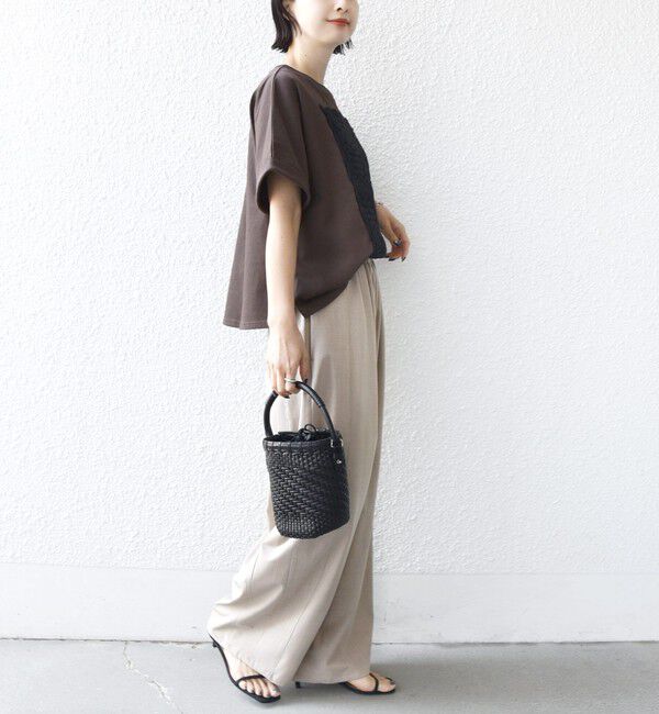 SHIPS for women「《予約》【WEB限定】〈汗染み防止/手洗い可能〉クロシェ ドッキング ショート スリーブ TEE」|Tシャツ・カットソー|