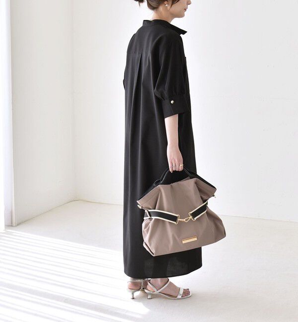 quaranciel「《予約》quaranciel:〈洗濯機可能〉CALCULO(R)使用 バンドカラー シャツ ワンピース」|ワンピース|