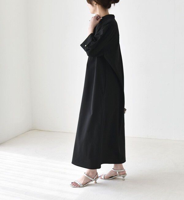 quaranciel「《予約》quaranciel:〈洗濯機可能〉CALCULO(R)使用 バンドカラー シャツ ワンピース」|ワンピース|