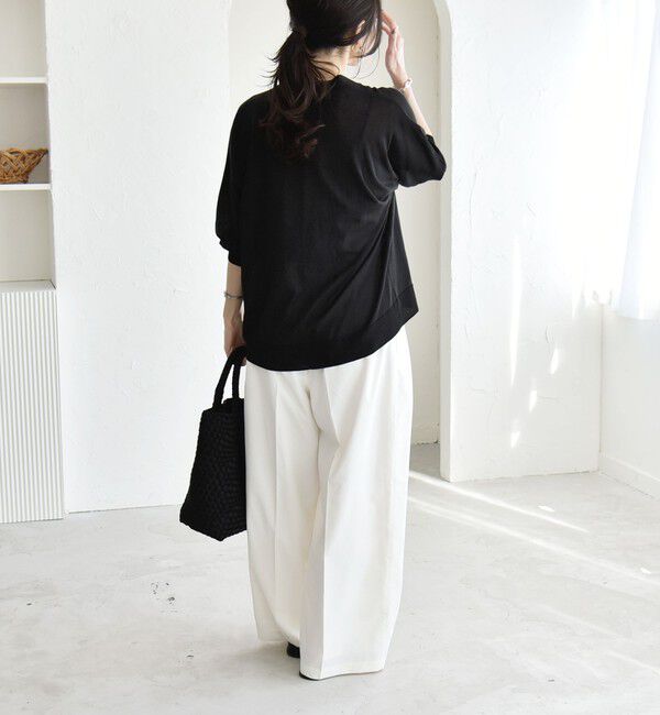 quaranciel「《予約》quaranciel:〈接触冷感/手洗い可能〉メタルボタン Vネック シアー ニット カーディガン」|カーディガン|