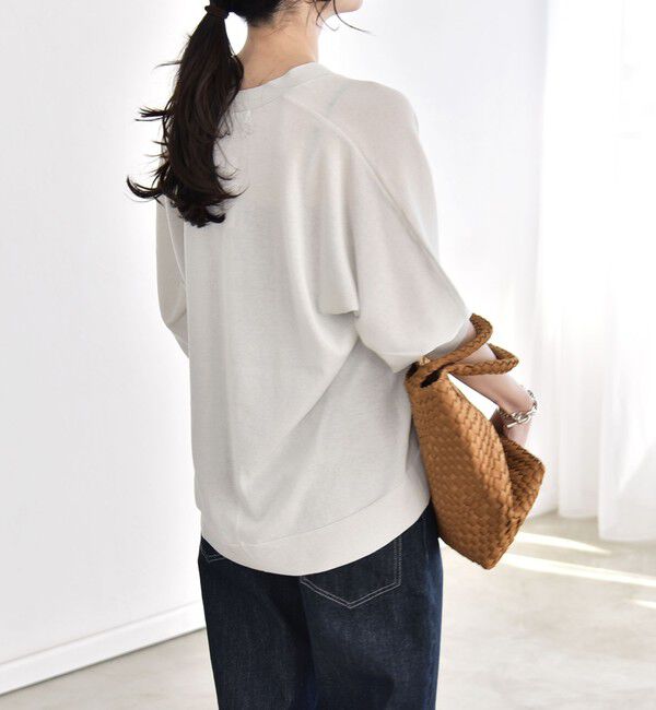 quaranciel「《予約》quaranciel:〈接触冷感/手洗い可能〉メタルボタン Vネック シアー ニット カーディガン」|カーディガン|