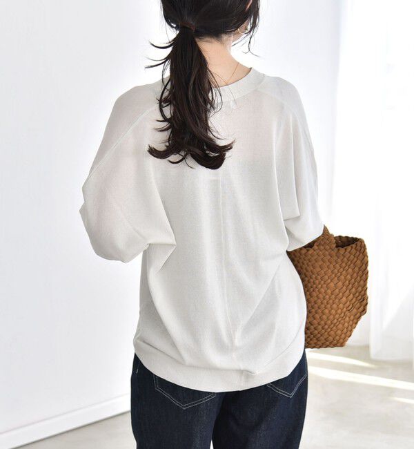 quaranciel「《予約》quaranciel:〈接触冷感/手洗い可能〉メタルボタン Vネック シアー ニット カーディガン」|カーディガン|