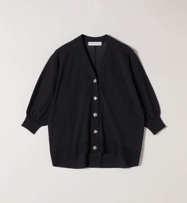 quaranciel「《予約》quaranciel:〈接触冷感/手洗い可能〉メタルボタン Vネック シアー ニット カーディガン」|カーディガン|