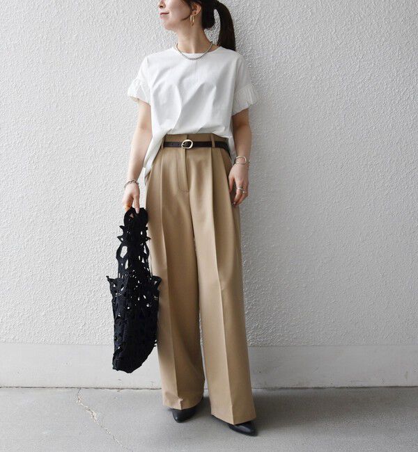 SHIPS any「《予約》SHIPS any:〈多機能/洗濯機可能〉マルチファンクション ギャザー スリーブ TEE」|Tシャツ・カットソー|