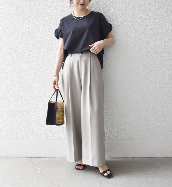 SHIPS any「《予約》SHIPS any:〈多機能/洗濯機可能〉マルチファンクション ギャザー スリーブ TEE」|Tシャツ・カットソー|