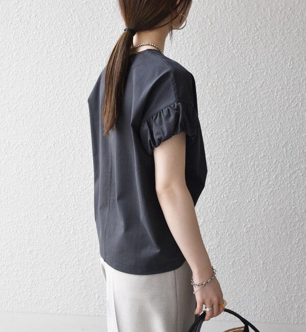 SHIPS any「《予約》SHIPS any:〈多機能/洗濯機可能〉マルチファンクション ギャザー スリーブ TEE」|Tシャツ・カットソー|