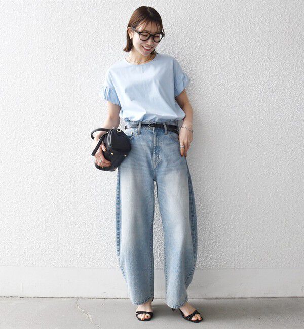 SHIPS any「《予約》SHIPS any:〈多機能/洗濯機可能〉マルチファンクション ギャザー スリーブ TEE」|Tシャツ・カットソー|