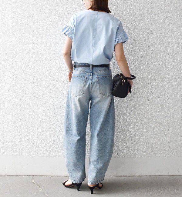 SHIPS any「《予約》SHIPS any:〈多機能/洗濯機可能〉マルチファンクション ギャザー スリーブ TEE」|Tシャツ・カットソー|