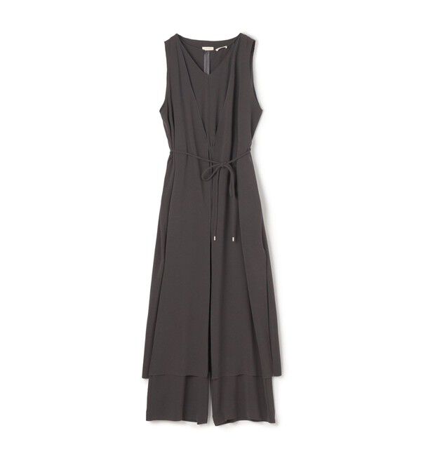 DES PRES「ジャージーライクジョーゼット ロングジレ付きオールインワン」|オールインワン|17 チャコールグレー