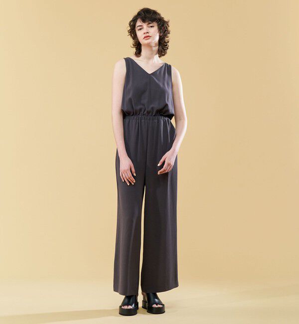 DES PRES「ジャージーライクジョーゼット ロングジレ付きオールインワン」|オールインワン|