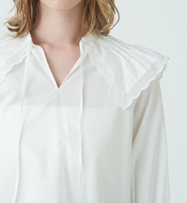 MACPHEE「コットンリヨセルレース ビックカラーブラウス」|シャツ・ブラウス|
